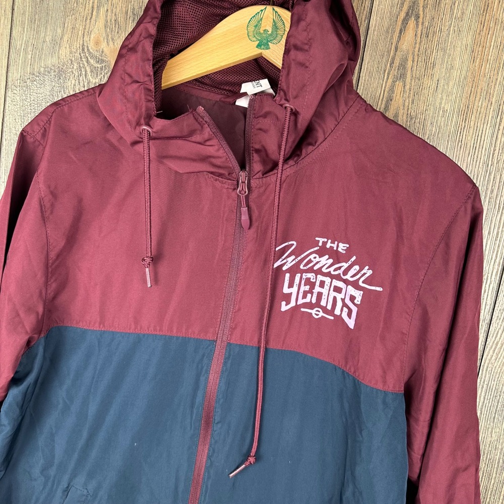 The Wonder Years Sister Cities Band Windbreaker Jacket Maroon Navy Blue Small